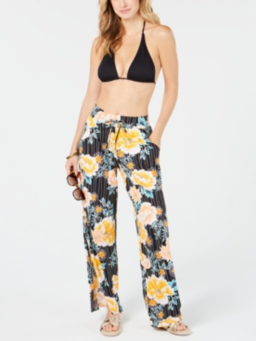 Bar lll Womens Floral Stripe Printed Cover-up Pants